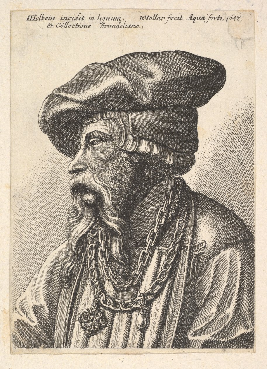 Vousatý muž s řetízkovým náhrdelníkem, 1647. od Wenceslaus Hollar