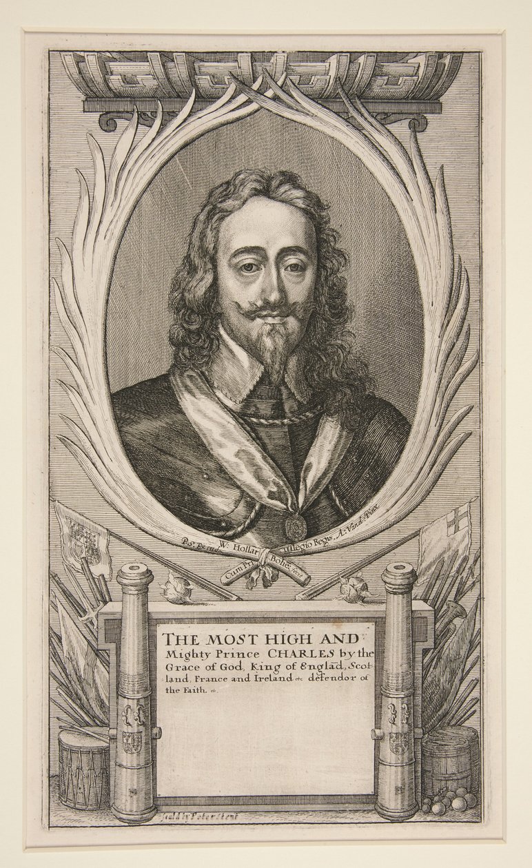 Karel I. a tábory jeho armády během skotské války (zkrácená verze: pouze portrét) od Wenceslaus Hollar