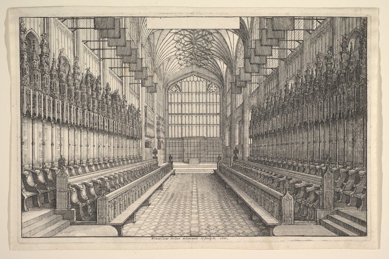 Kůr a chórové lavice v kapli svatého Jiří ve Windsoru od Wenceslaus Hollar