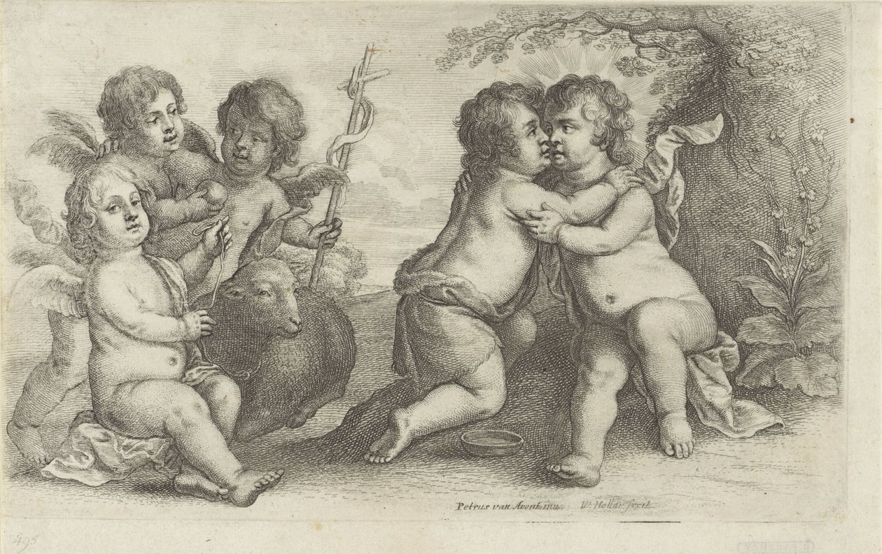 Kristus, Jan a tři cherubíni Paedopaegnion (název série) od Wenceslaus Hollar