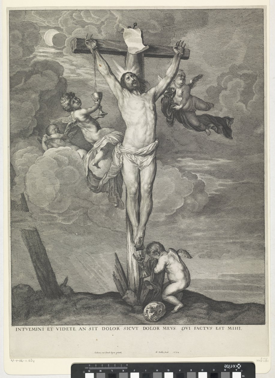 Kristus na kříži s anděly od Wenceslaus Hollar