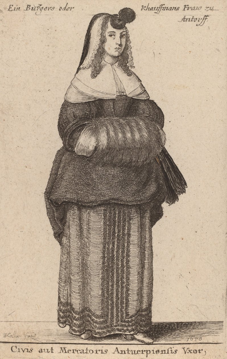 Manželka občana nebo obchodníka z Antverp, 1650 od Wenceslaus Hollar