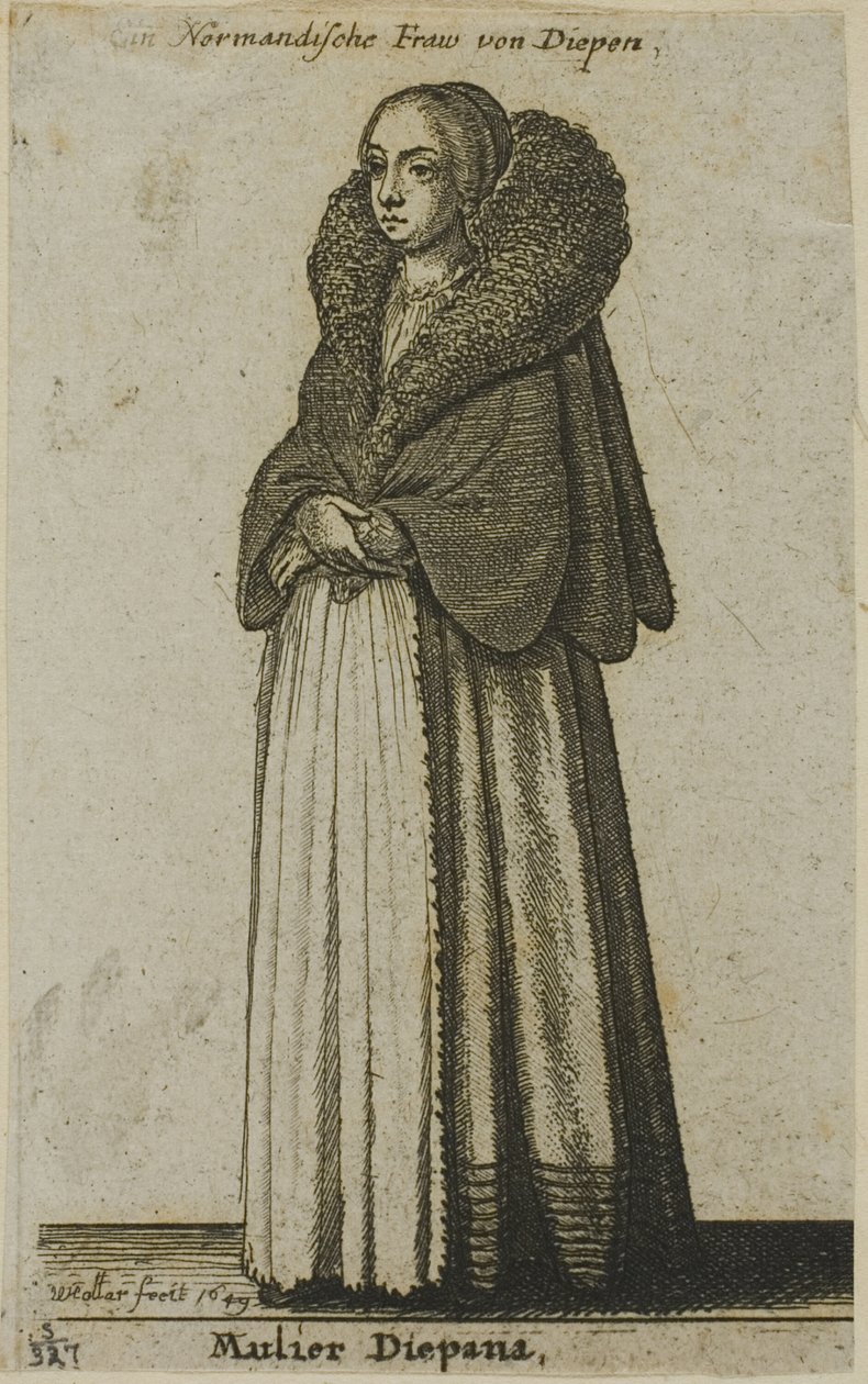 Žena Dieppe od Wenceslaus Hollar