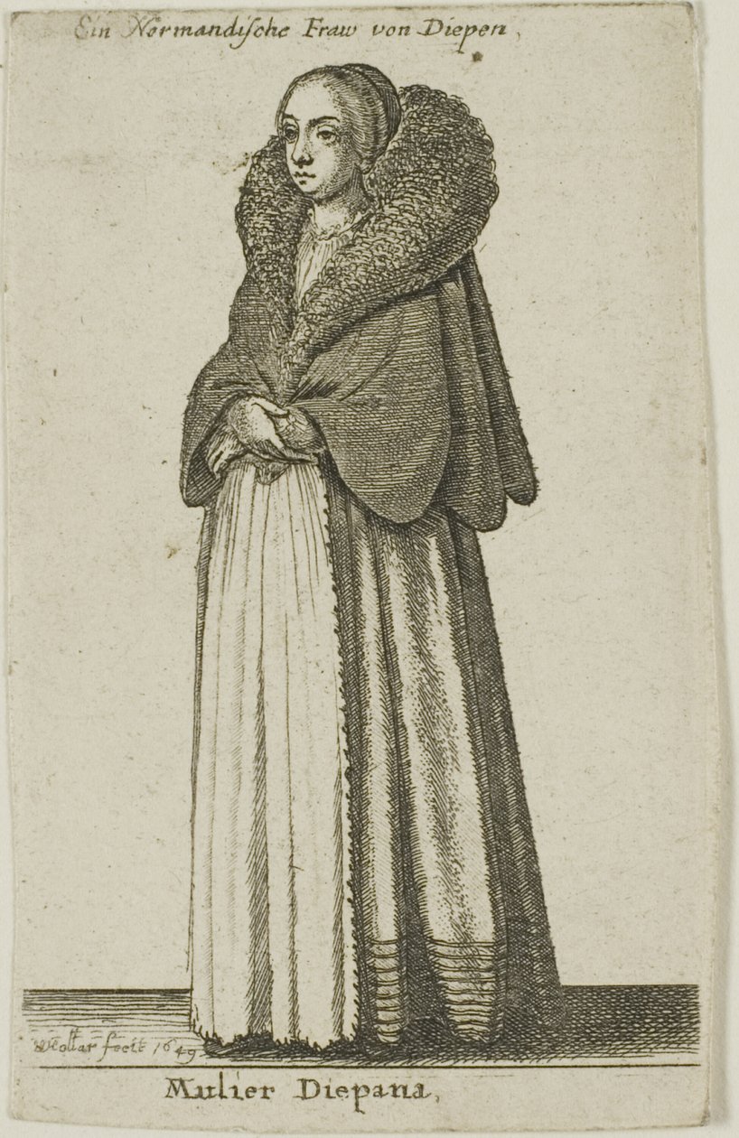 Žena Dieppe od Wenceslaus Hollar