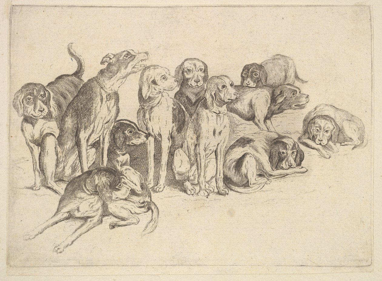 Jedenáct honičů od Wenceslaus Hollar