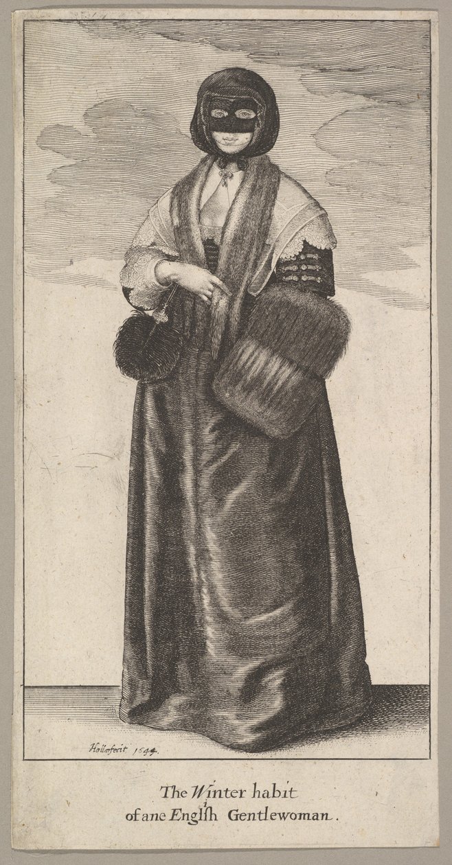 Anglická dáma v zimním kostýmu Zimní zvyk jedné anglické gentlemanky, 1644. od Wenceslaus Hollar
