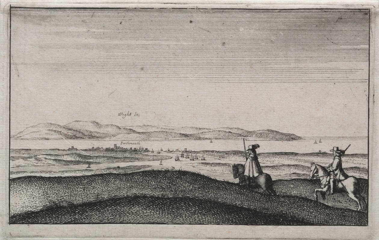 Anglické pohledy: Isle of Wight z Portsmouthu od Wenceslaus Hollar