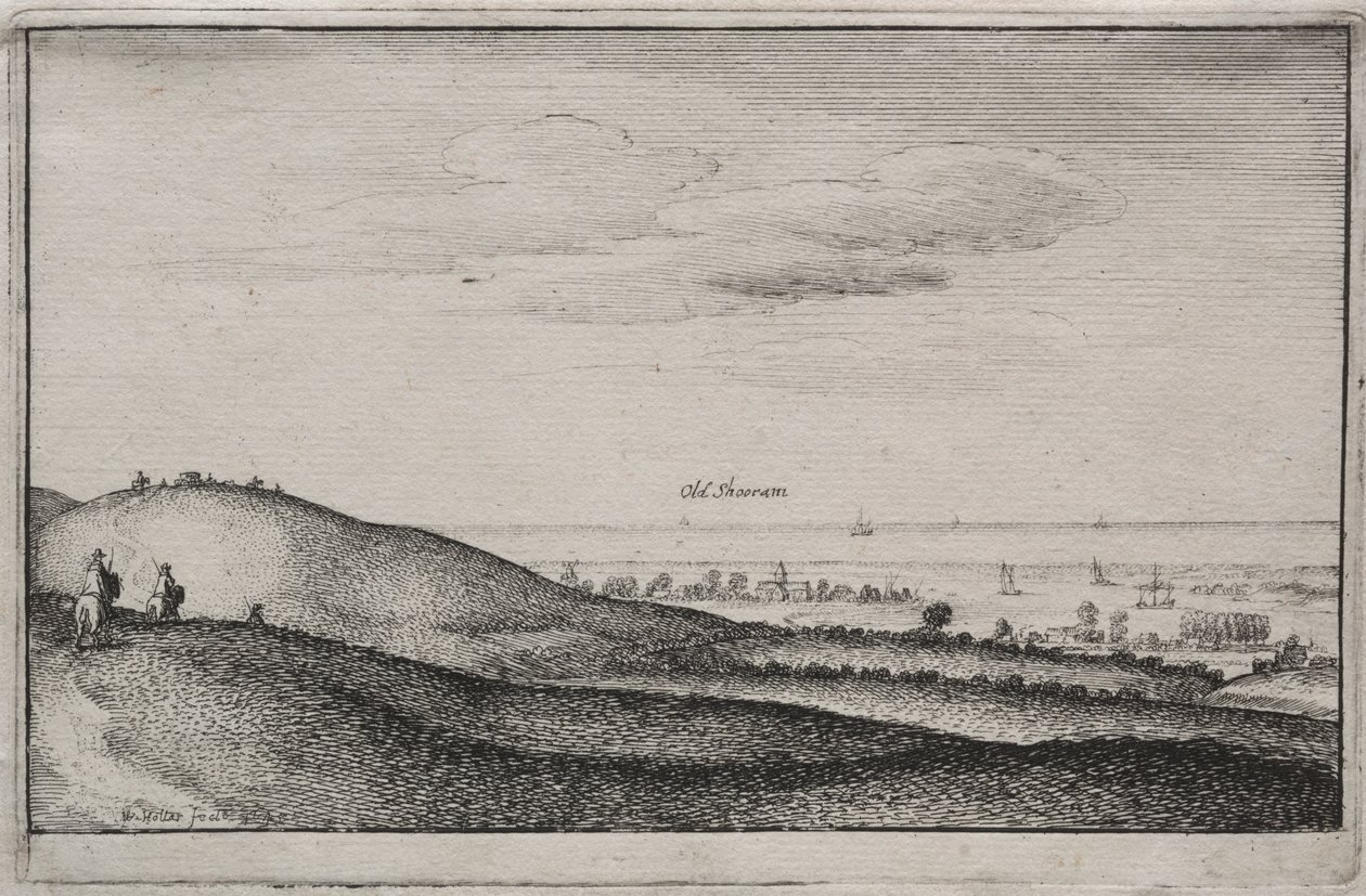Anglické pohledy: Old Shoreham od Wenceslaus Hollar
