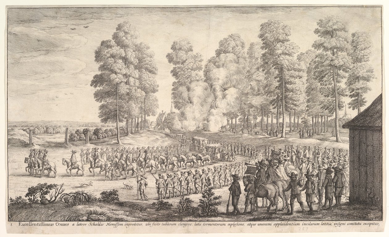 Vstup hraběte z Thurnu a Taxisů do Hemissenu, ca. 1651. od Wenceslaus Hollar