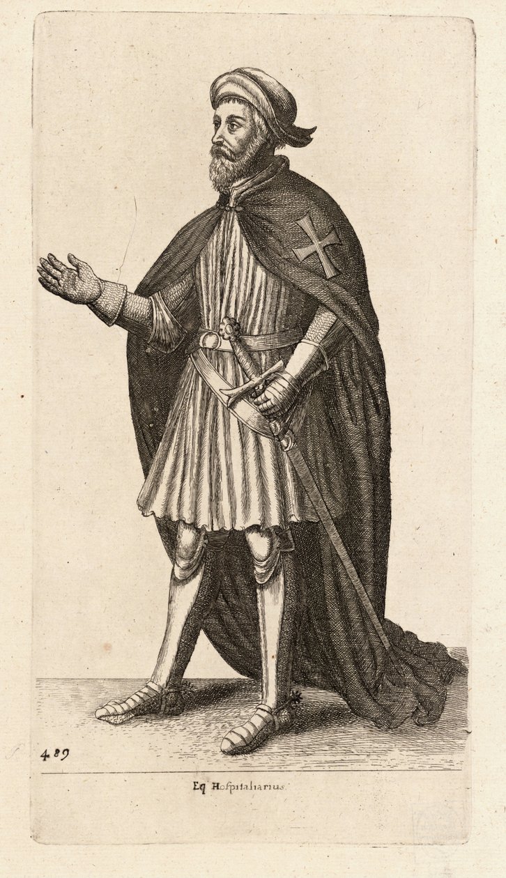 Eq. Hospitaliarius. stát 2 od Wenceslaus Hollar