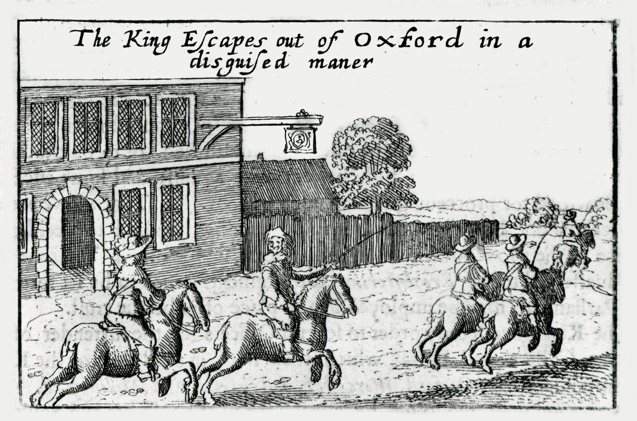 Útěk Karla I. z Oxfordu v přestrojení od Wenceslaus Hollar