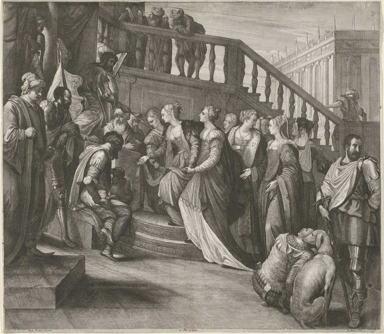 Ester před Ahasverem od Wenceslaus Hollar