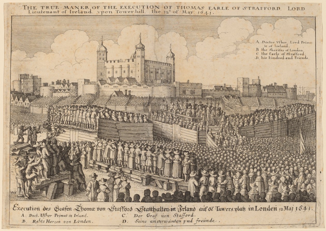 Poprava Thomase Wentwortha od Wenceslaus Hollar