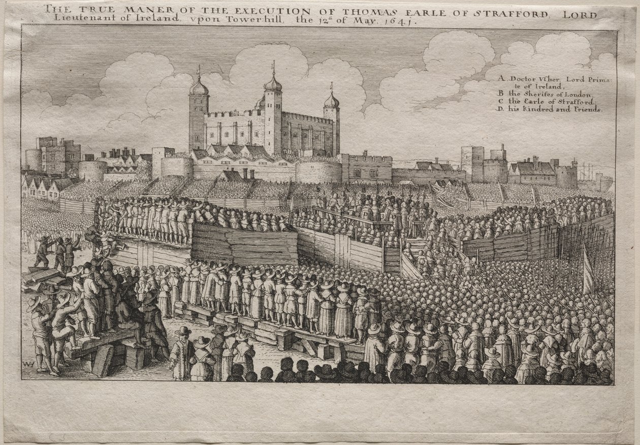 Poprava hraběte ze Straffordu od Wenceslaus Hollar