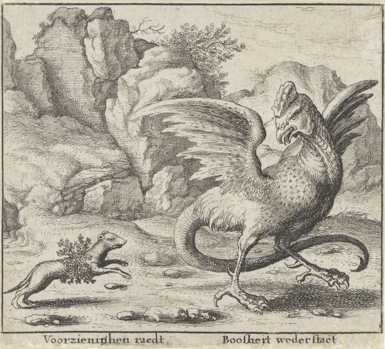 Bajka o baziliškovi a lasičce Bajky (název série) od Wenceslaus Hollar