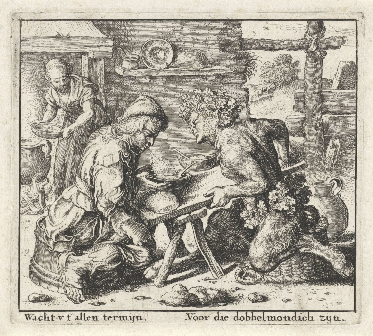 Bajka o satyrovi a rolníkovi Bajky (název série) od Wenceslaus Hollar