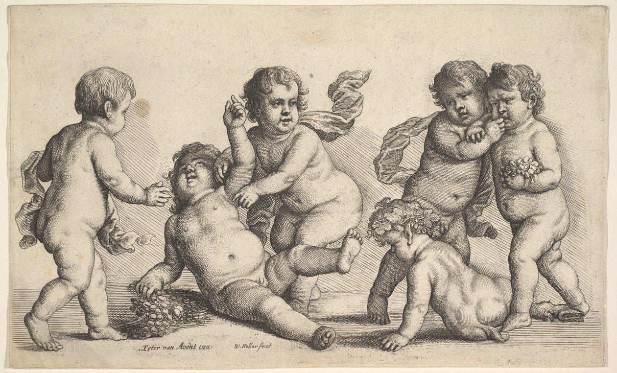 Pět chlapců a satyr, 1646. od Wenceslaus Hollar