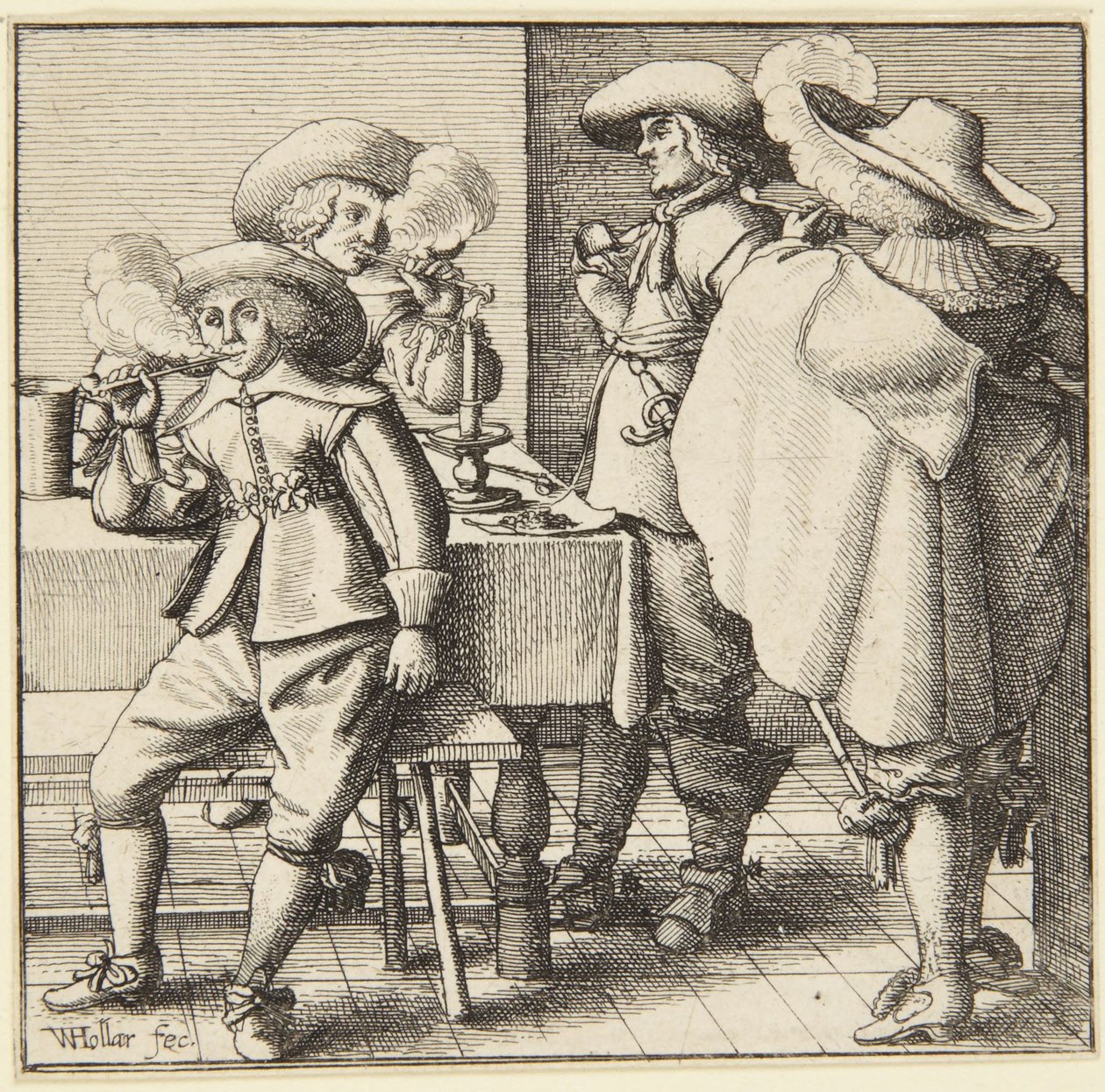 Čtyři kouřící muži od Wenceslaus Hollar