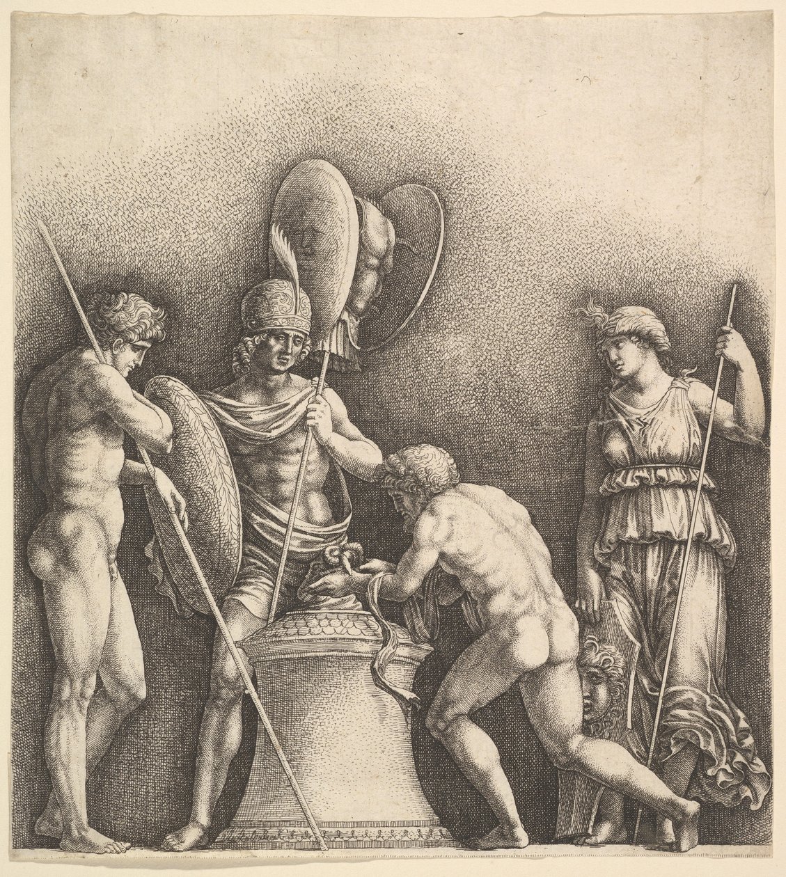 Čtyři klasické postavy pohanská oběť, 1638. od Wenceslaus Hollar