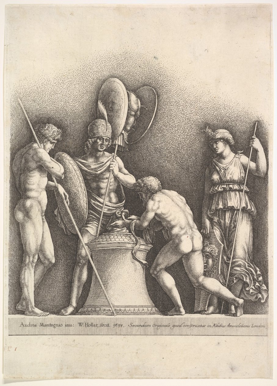 Čtyři klasické postavy pohanská oběť, 1638. od Wenceslaus Hollar