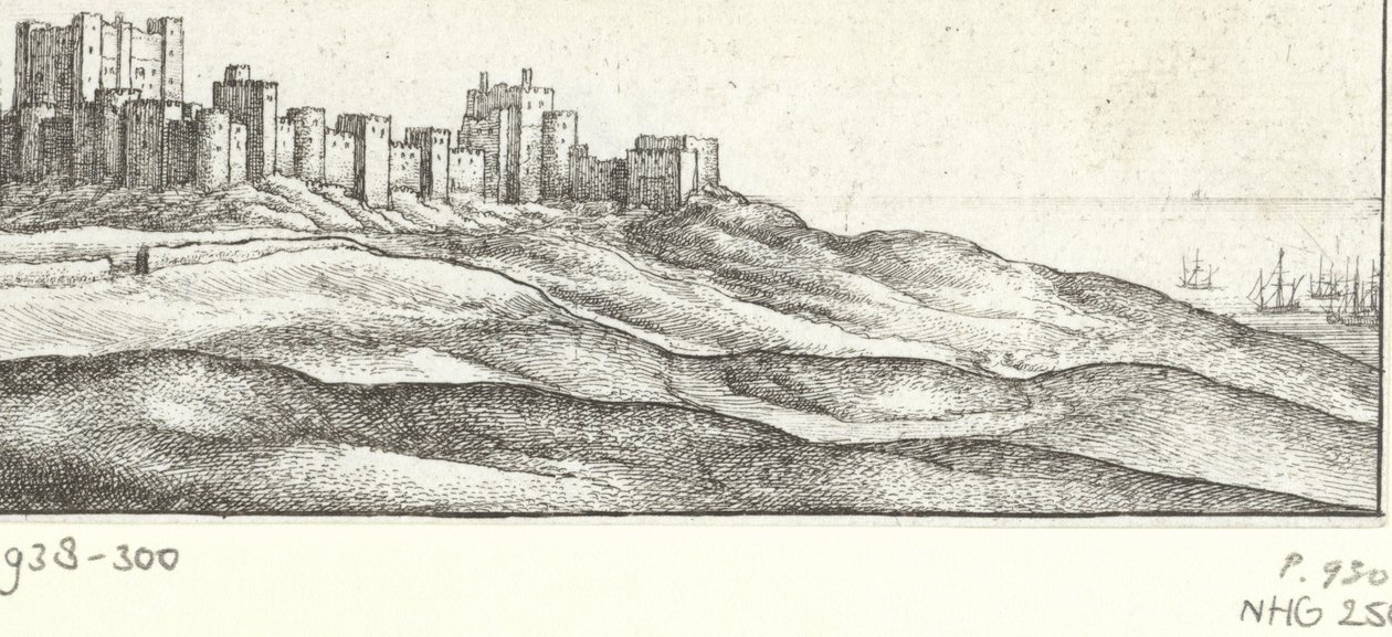 Pohled na hrad Dover Dover Castle y West Side (název na objektu) Památky kolem anglického pobřeží (název série) od Wenceslaus Hollar