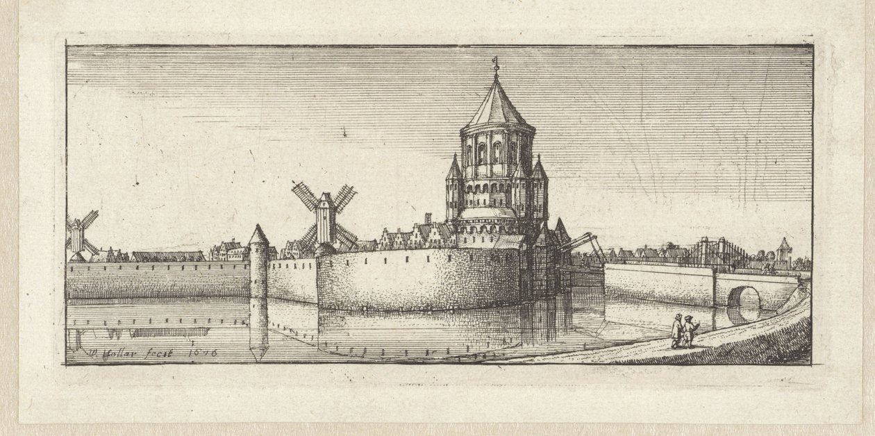 Pohled na Kleine Houtpoort v Haarlemu od Wenceslaus Hollar
