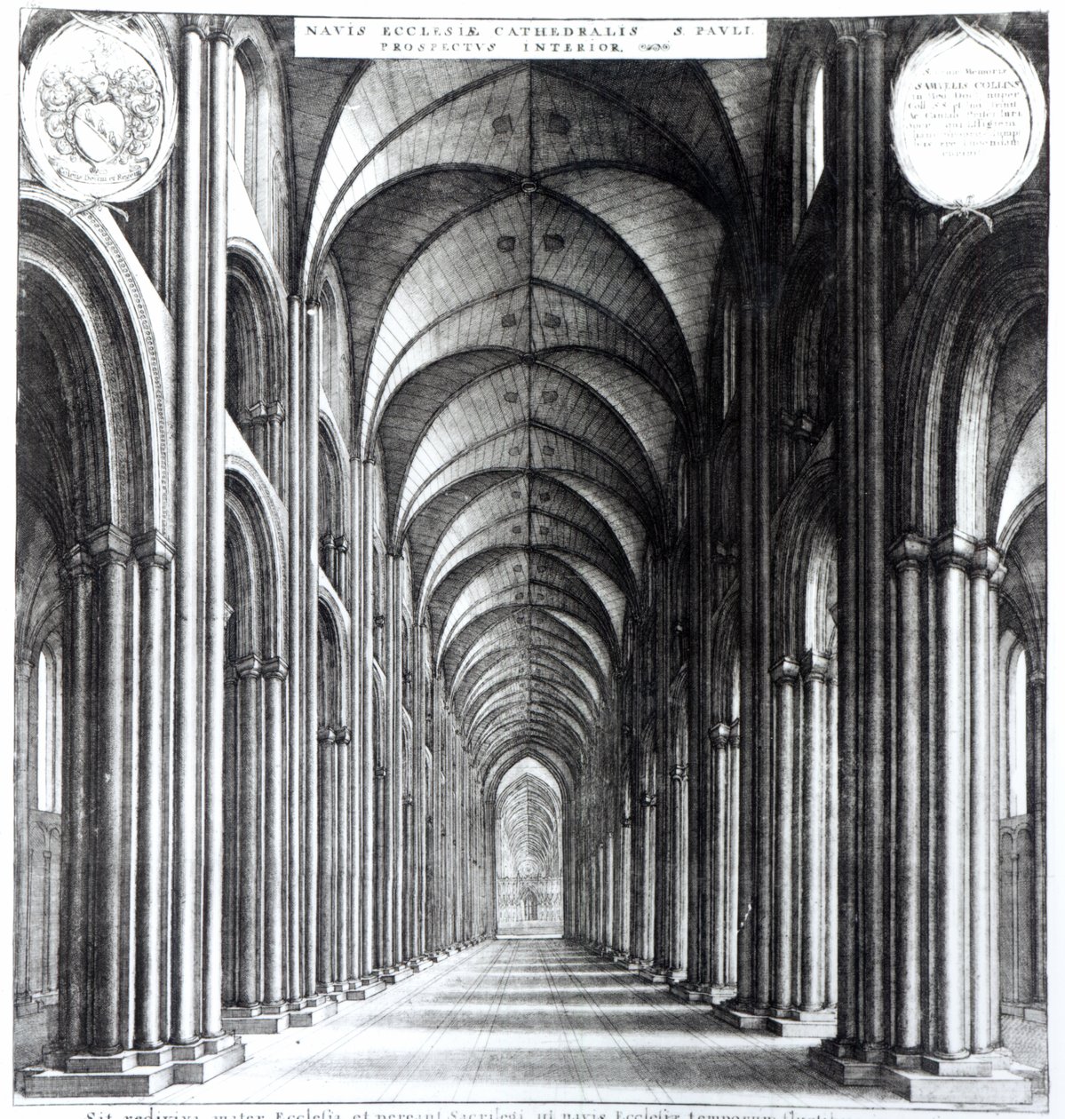 Interiér lodi sv. Pavla, 1658 od Wenceslaus Hollar