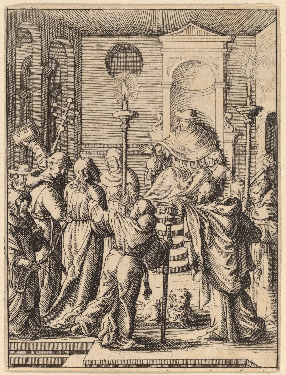 Ježíš před Annášem od Wenceslaus Hollar