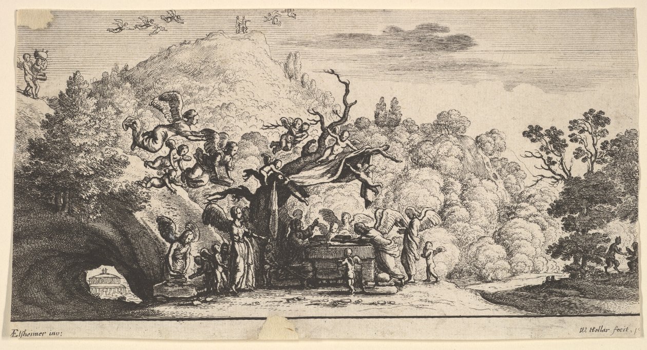 Ježíš sloužil anděly, 1652. od Wenceslaus Hollar