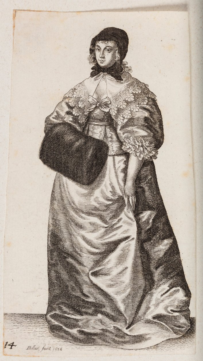 Žena s čepcem a kožešinovým návlekem na ruce od Wenceslaus Hollar
