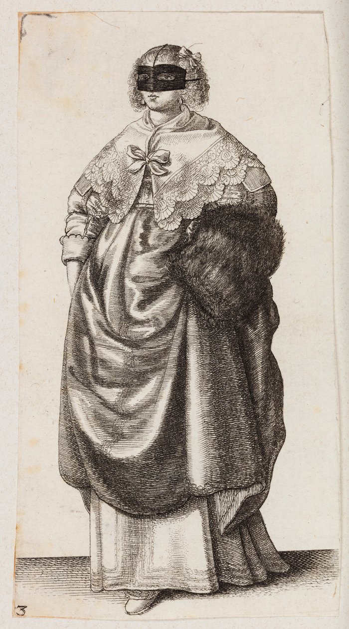 Žena s rouškou a rukavicí od Wenceslaus Hollar