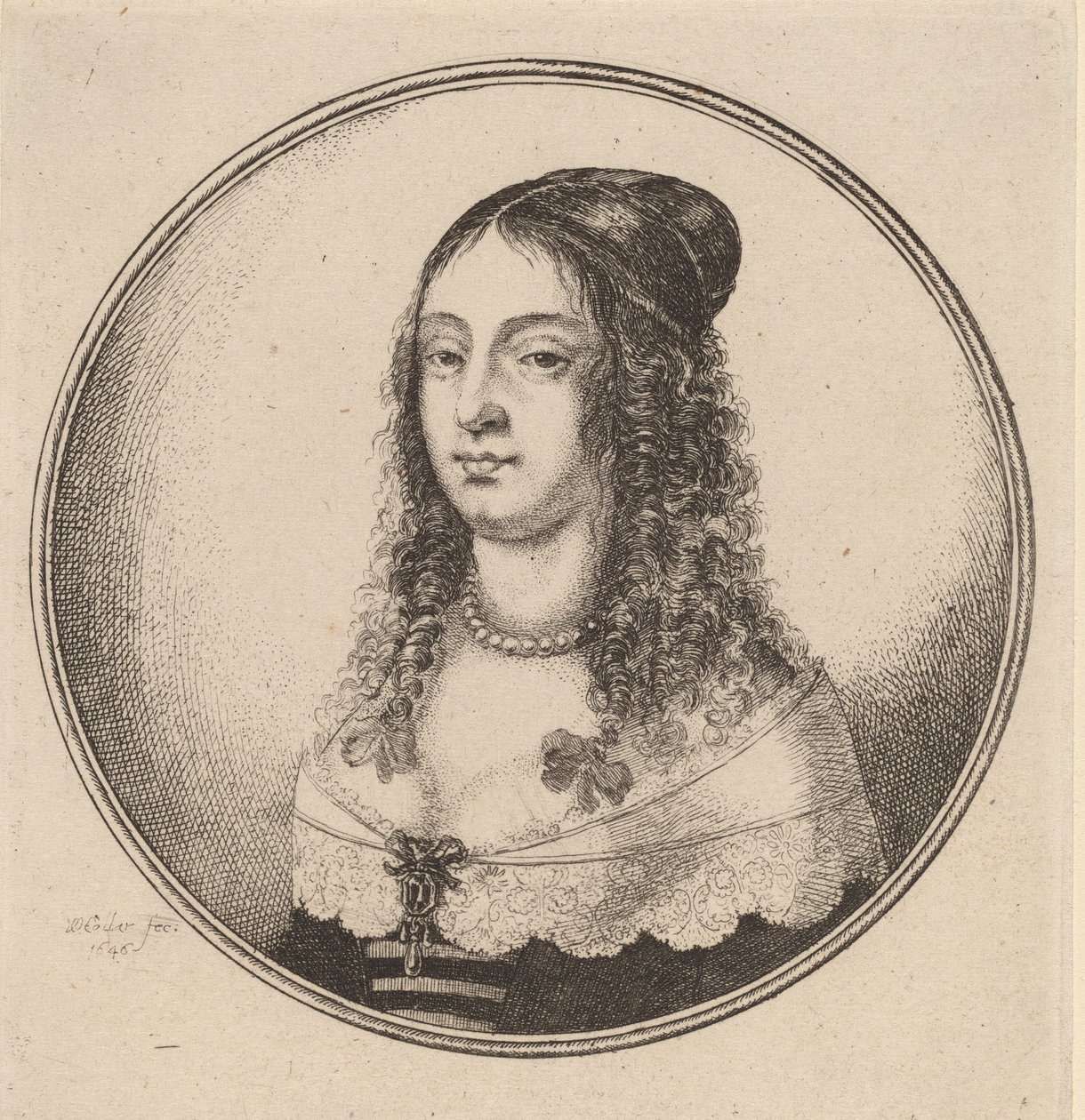 Dáma se stuhami na kadeřích, 1646. od Wenceslaus Hollar