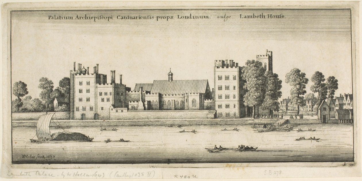 Lambethský palác od řeky od Wenceslaus Hollar