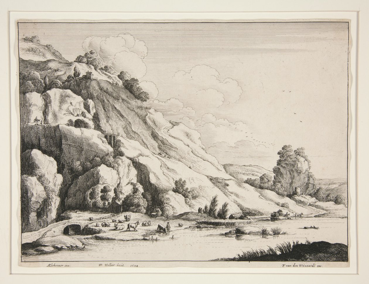 Krajina s kamenným mostem od Wenceslaus Hollar