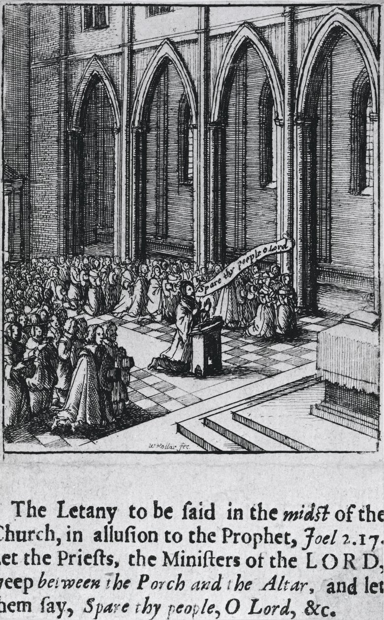 Litanie v kostele, kolem 1655 (lept) od Wenceslaus Hollar