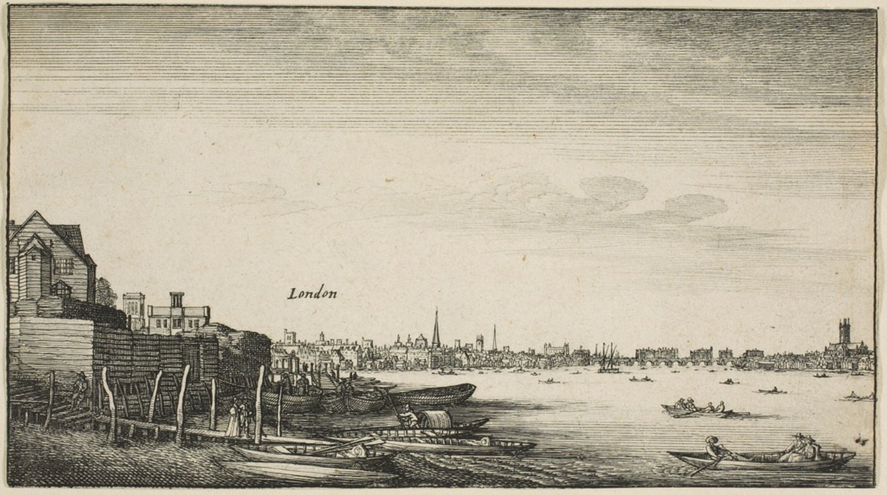 Londýn Pohled z řeky Temže v Milford Staris pod Arundel House od Wenceslaus Hollar