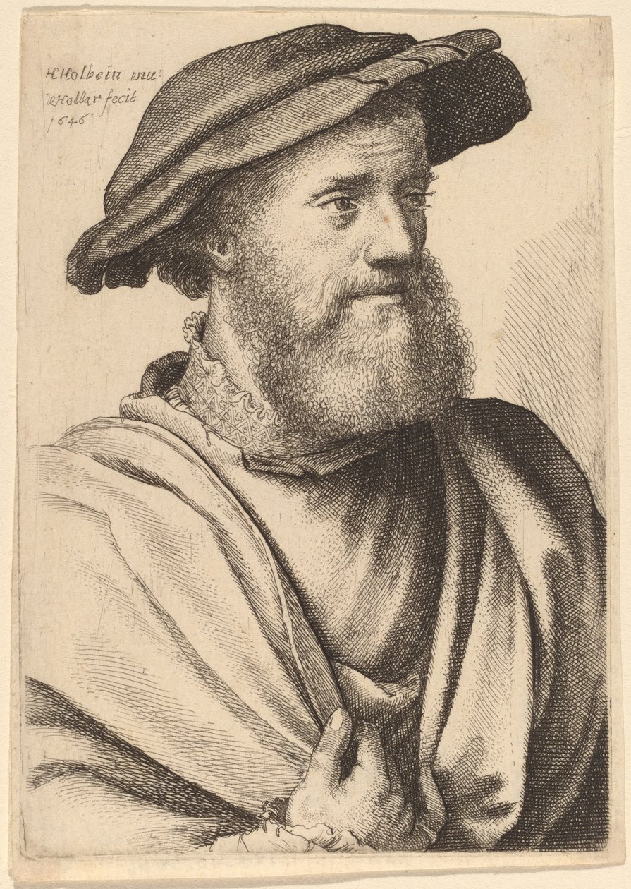 Muž s plnovousem hledá správně Hans Holbein, 1646. od Wenceslaus Hollar