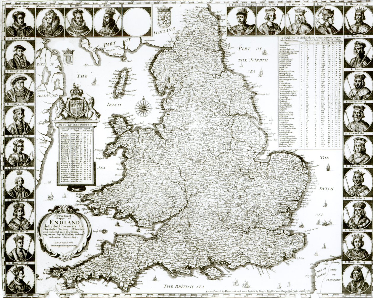 Mapa Anglie a Walesu, 1644 od Wenceslaus Hollar