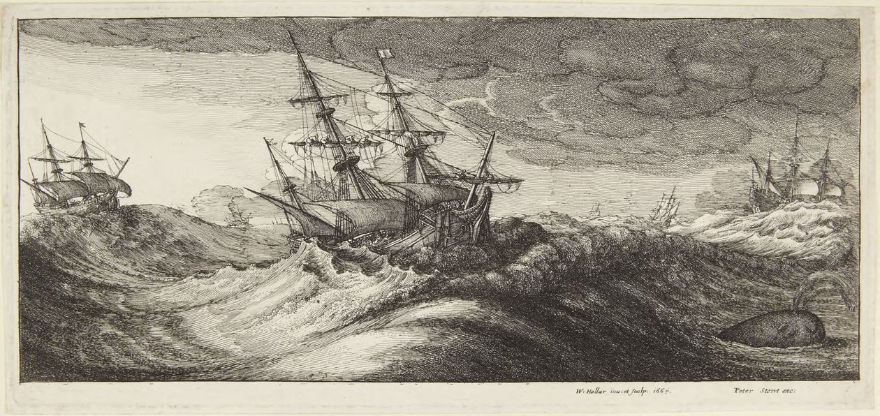 Námořník v bouři od Wenceslaus Hollar