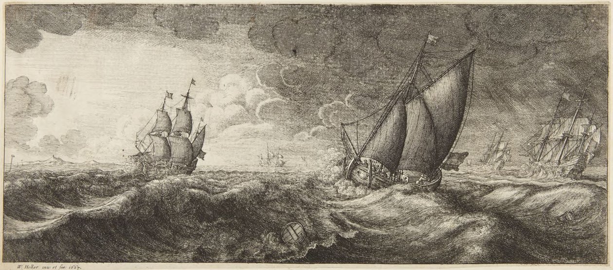 Mořská krajina v bouři od Wenceslaus Hollar
