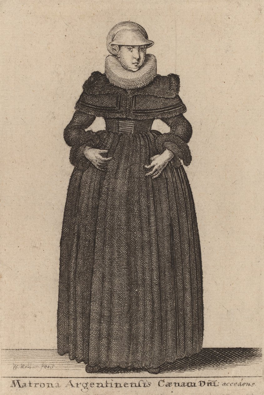 Z nymf přistoupila k Večeři Páně argentinská matróna. od Wenceslaus Hollar
