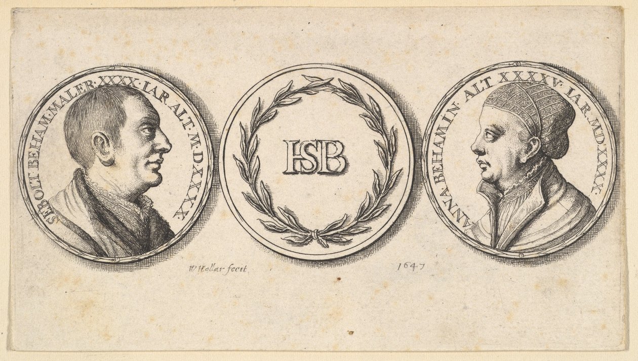 Medailony s portréty Sebalda Behama a Anny Behamové, 1647. od Wenceslaus Hollar