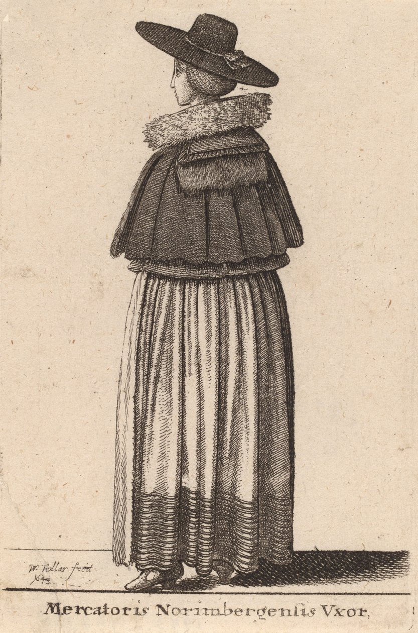 Manželka norimberského kupce, 1643 od Wenceslaus Hollar