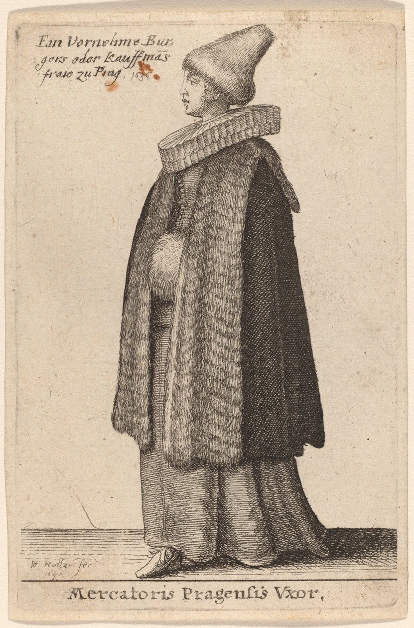 Manželka pražského kupce od Wenceslaus Hollar