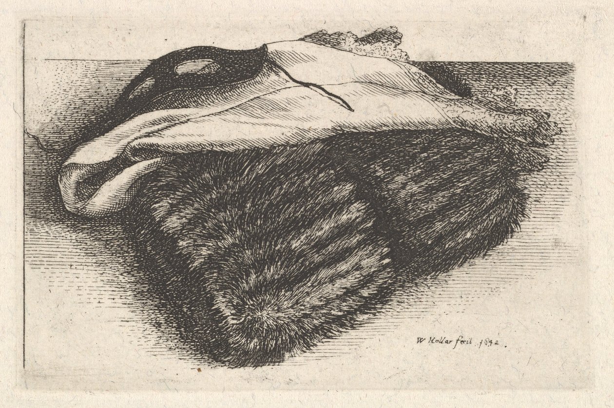 Rukávník, bílý šátek a maska, 1642. od Wenceslaus Hollar