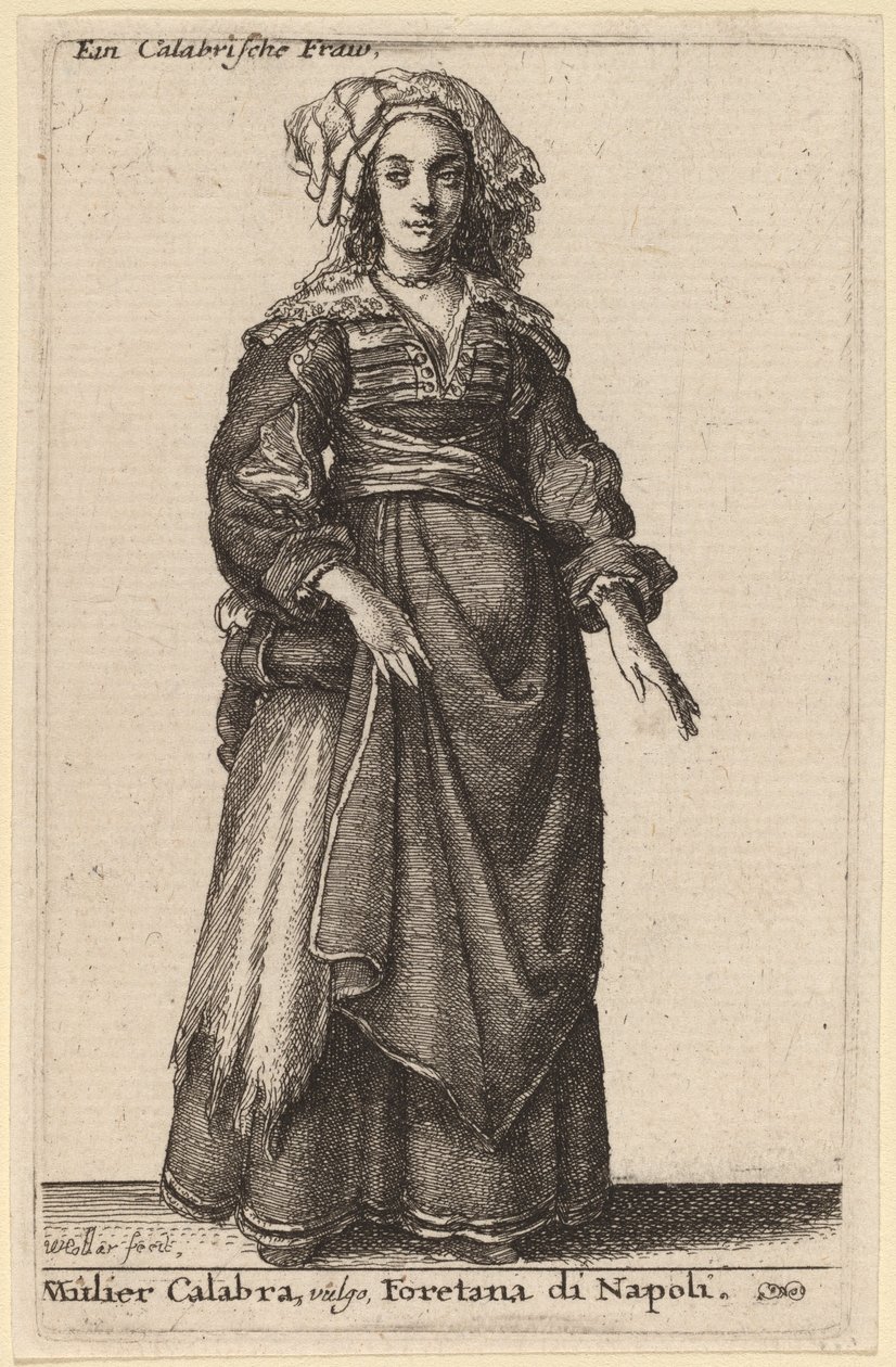 Mulier Calabra, Vulgo, Foretana z Neapole od Wenceslaus Hollar