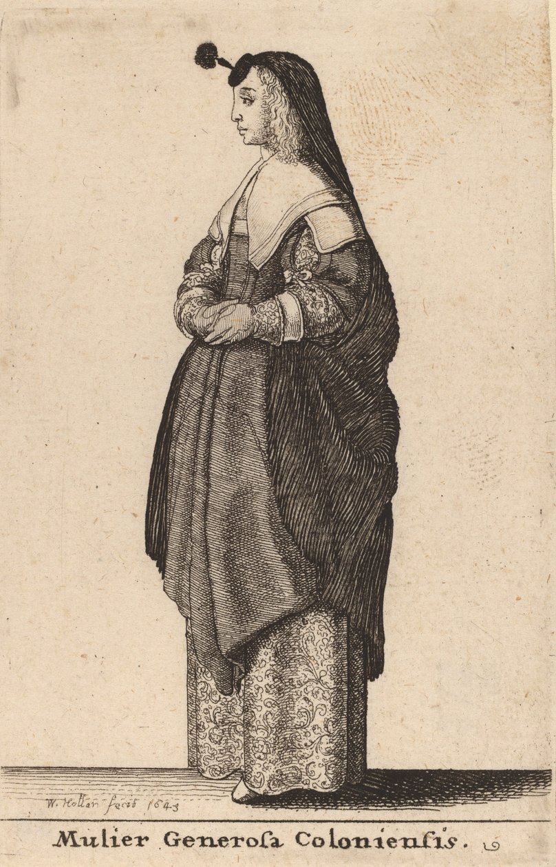Šlechtická žena z Kolína, 1643 od Wenceslaus Hollar