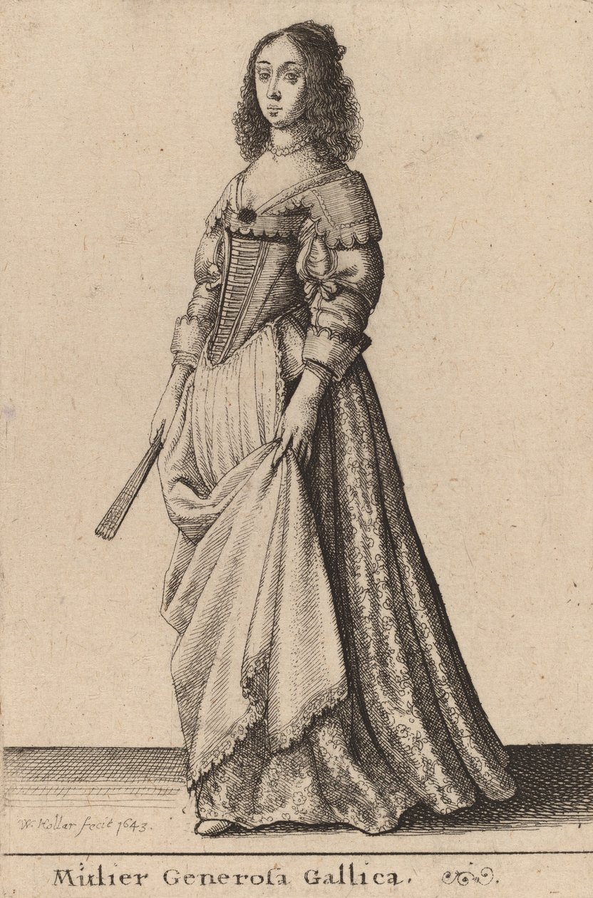 Francouzská urozená žena, 1643 od Wenceslaus Hollar