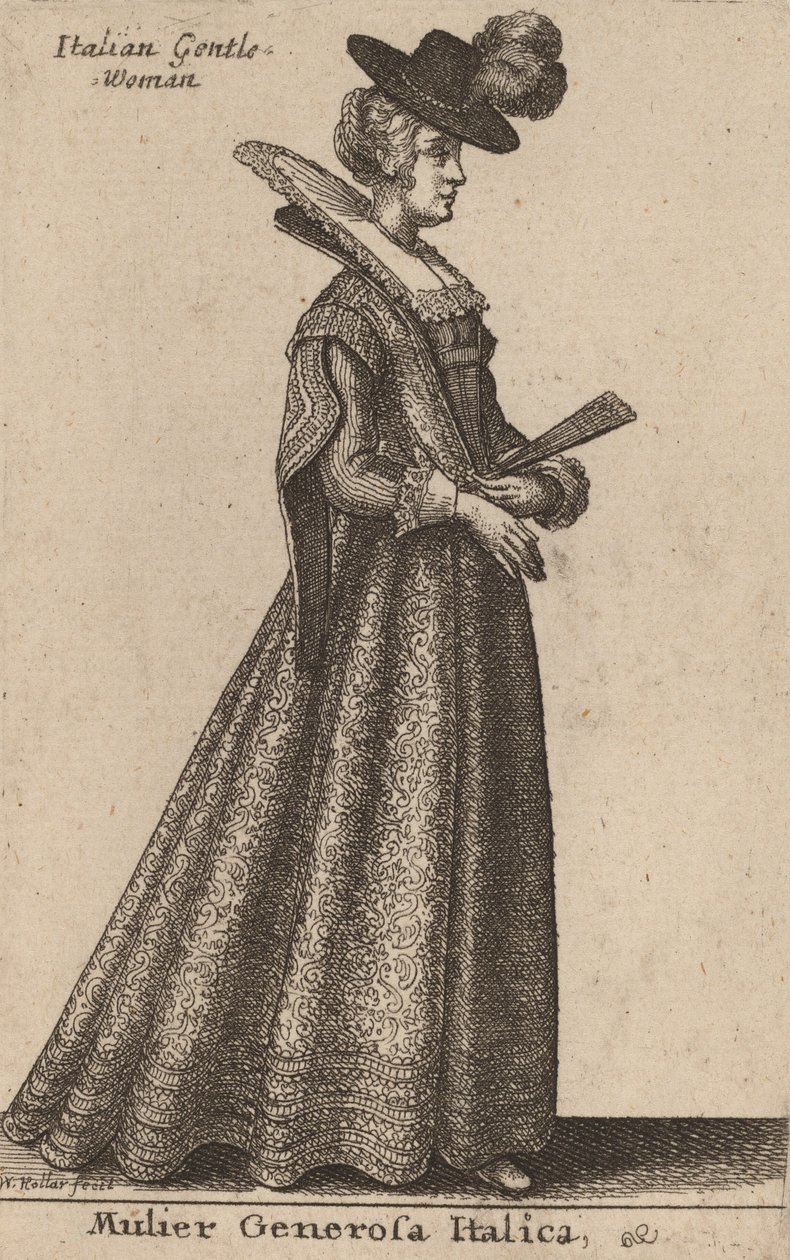 Vznešená Italka. od Wenceslaus Hollar