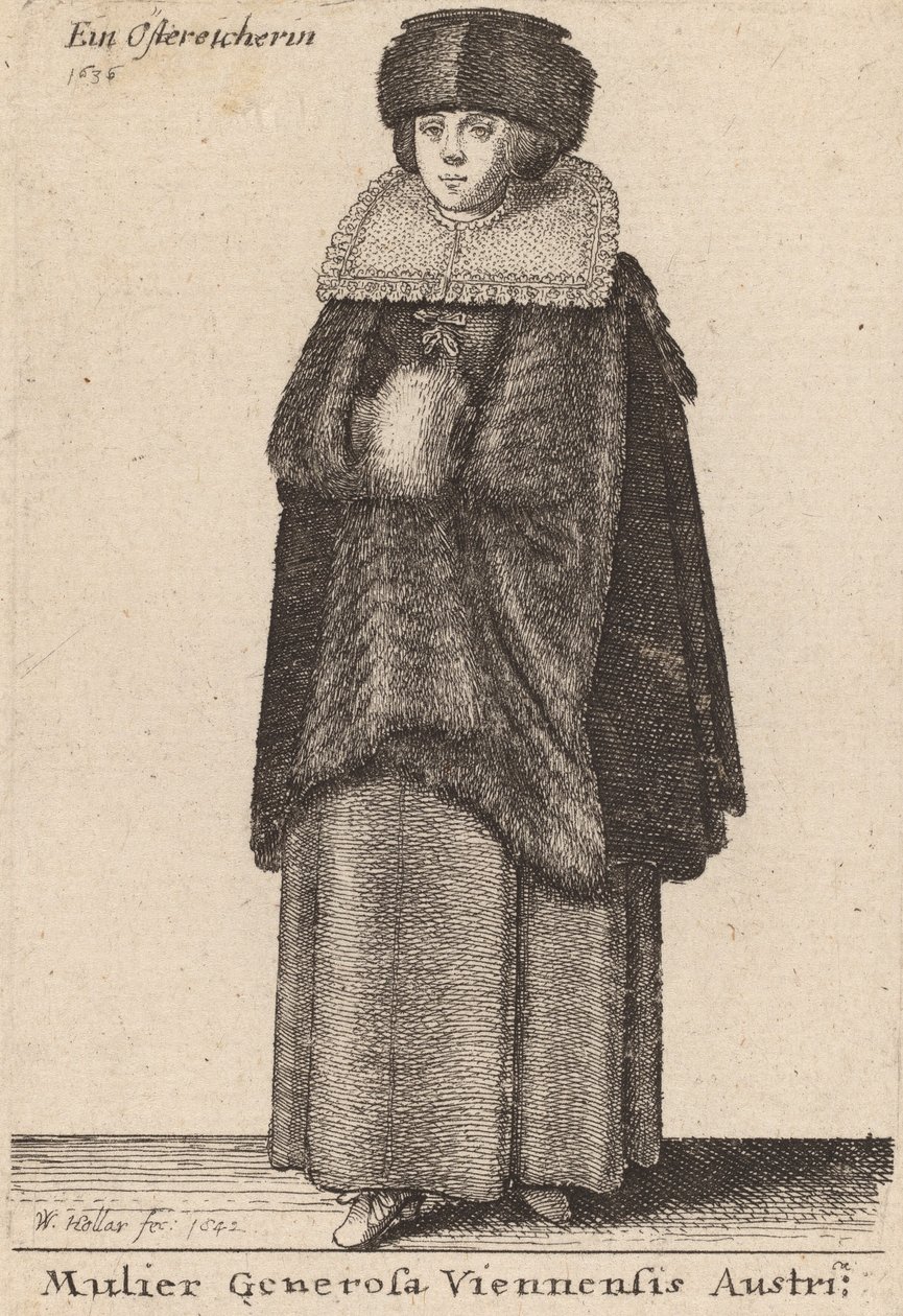 Šlechtická žena jižní Vídně, 1642 od Wenceslaus Hollar